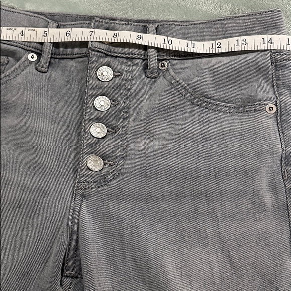 Express Skinny Mid-Rise Button Fly 4-Way Hyper Stretch Grey Jeans, Size 6R - Picture 10 of 13